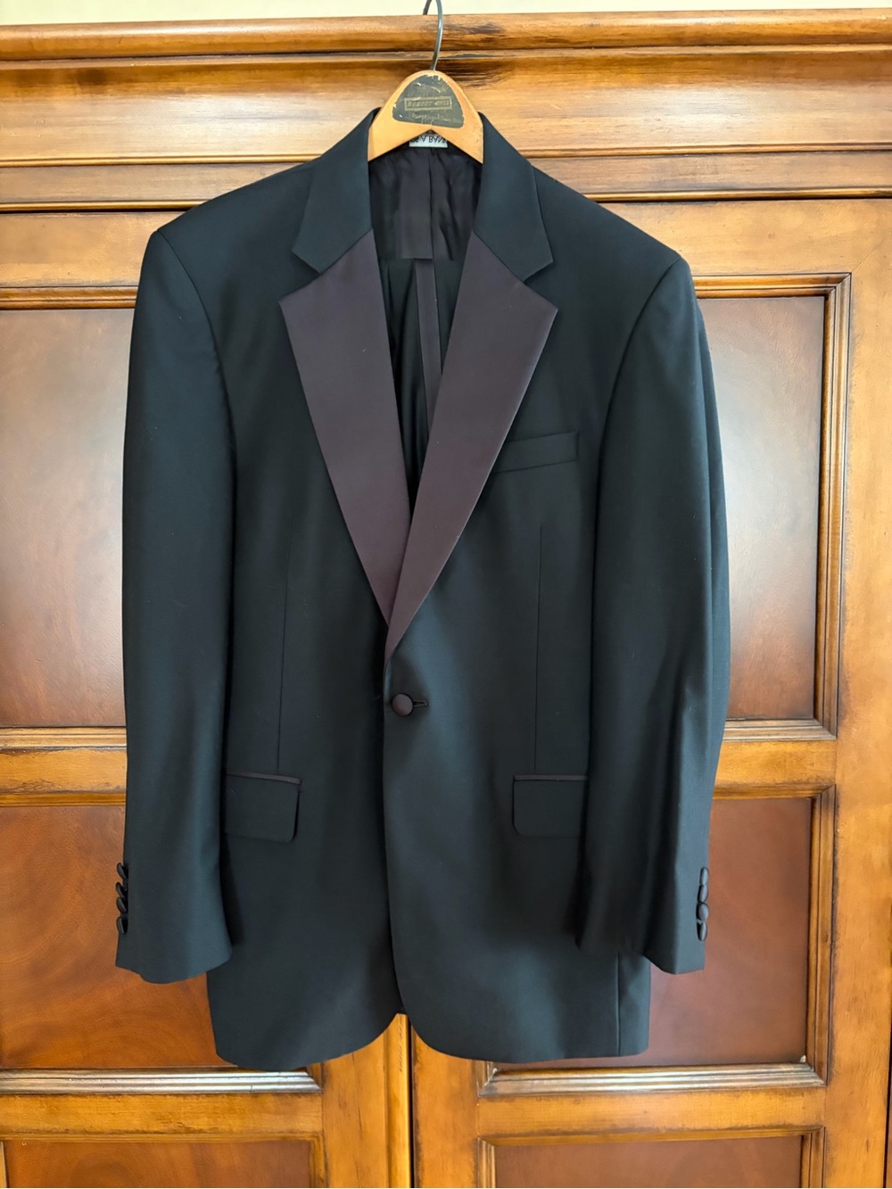 Jos. A. Bank Black Tuxedo with Satin Lapel, white tuxedo shirt -size 38R